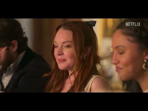 Irish Wish (2024) official Netflix trailer frame with Lindsay Lohan in emerald dress on the Irish coast—music poised between pop sparkle and lyrical score
