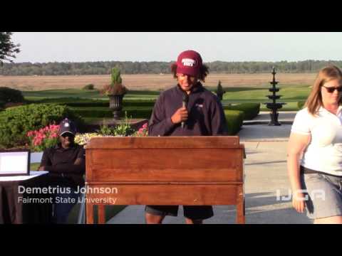 Demetrius Johnson speaks at IJGA College Signing Day.