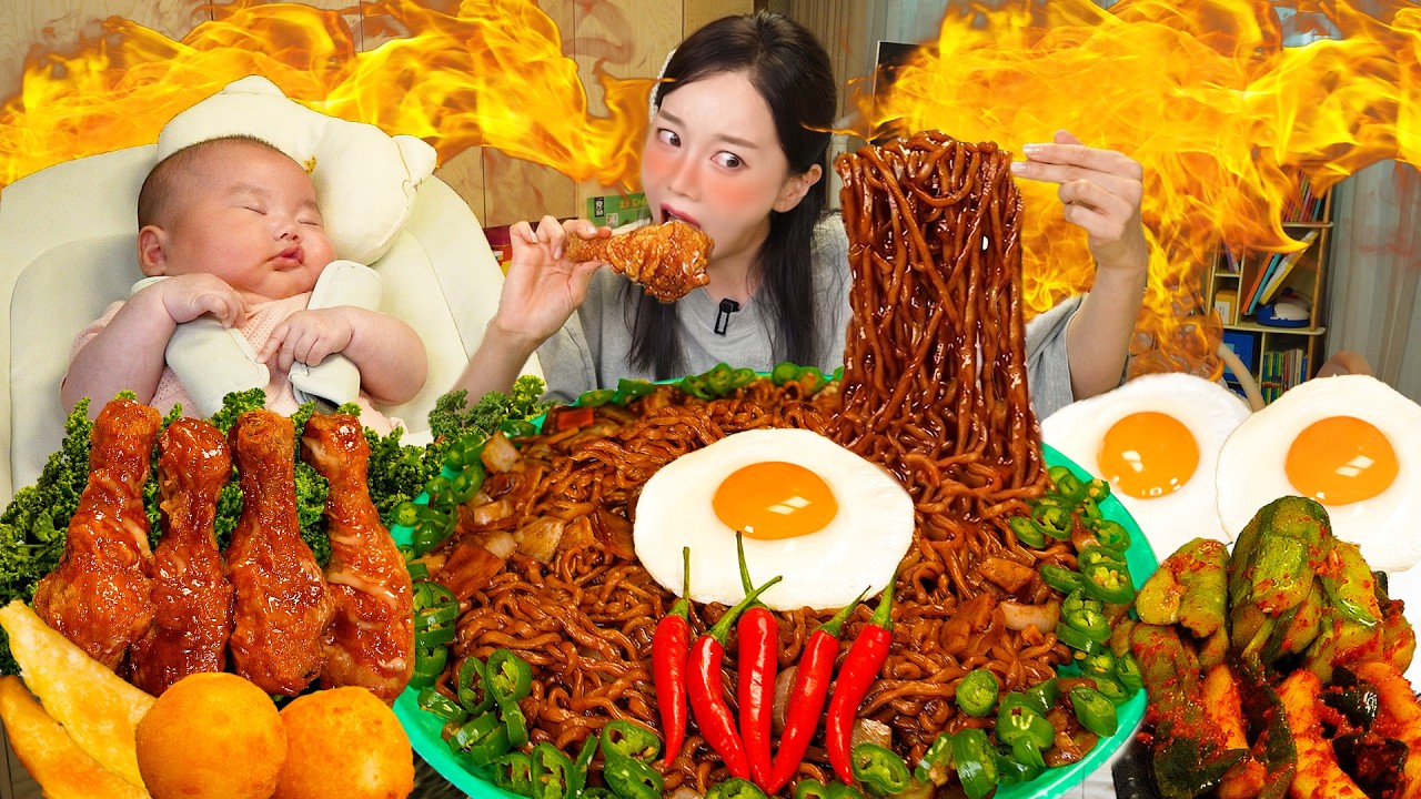 초특급 매운맛 🔥 초특급육아!! 짜파게티 먹방 Jjajang Ramen Mukbang ASMR Ssoyoung