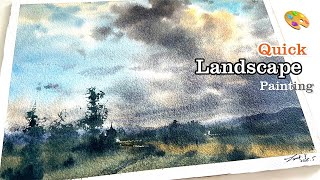 Magic Light Watercolor Landscape: Only 1 Brush!!!