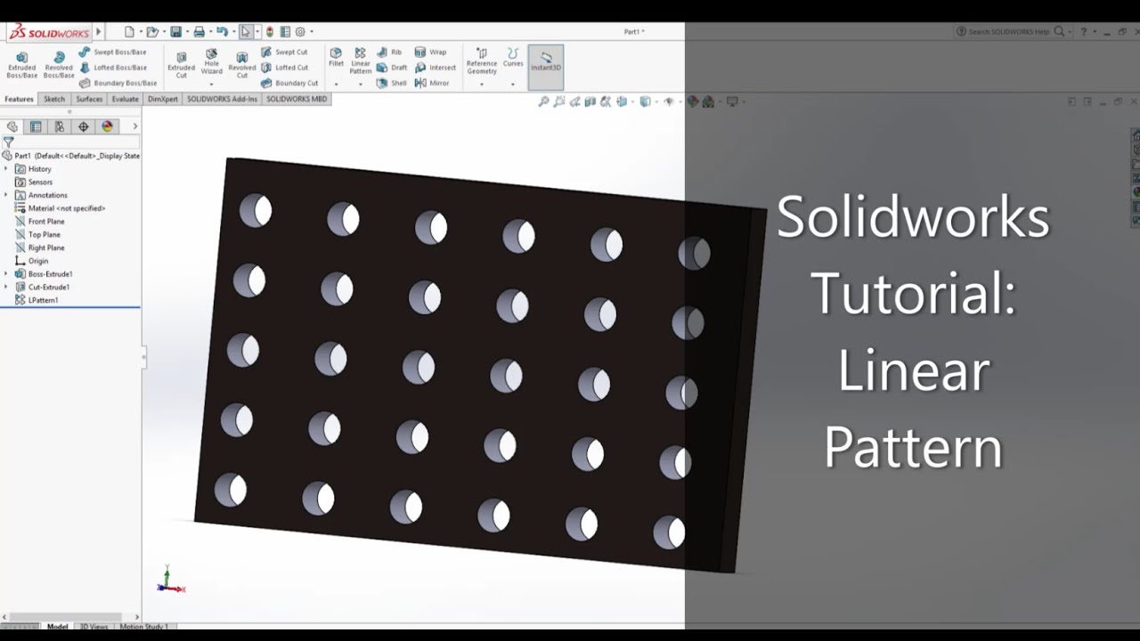 SolidWorks tutorial How to use Linear Pattern tool! Solidworks Pattern Making