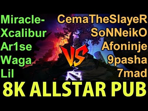 Allstar EU 8kMMR Dota2- Miracle- Ar1se Waga Xcalibur Lil vs Cema Sonneiko 7Mad Afoninje 9pasha