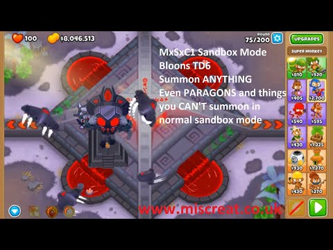 MxSxC1 Bloons TD6 - Sandbox Mode With Code - Summon Anything Including Vengeful True Sun God & Adora