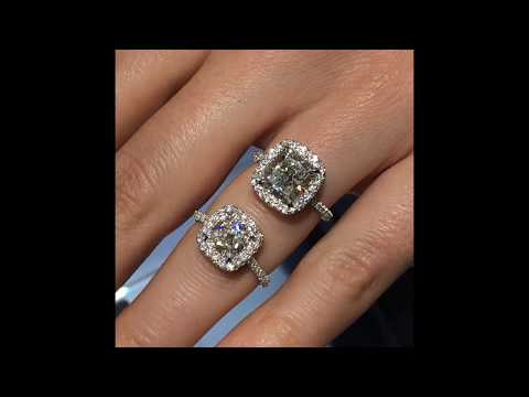 Lauren B Cushion Cut Halo Engagement Rings