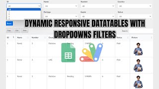 Dynamic WebApp - Apps Script - Datatables Google sheets Filters | R29
