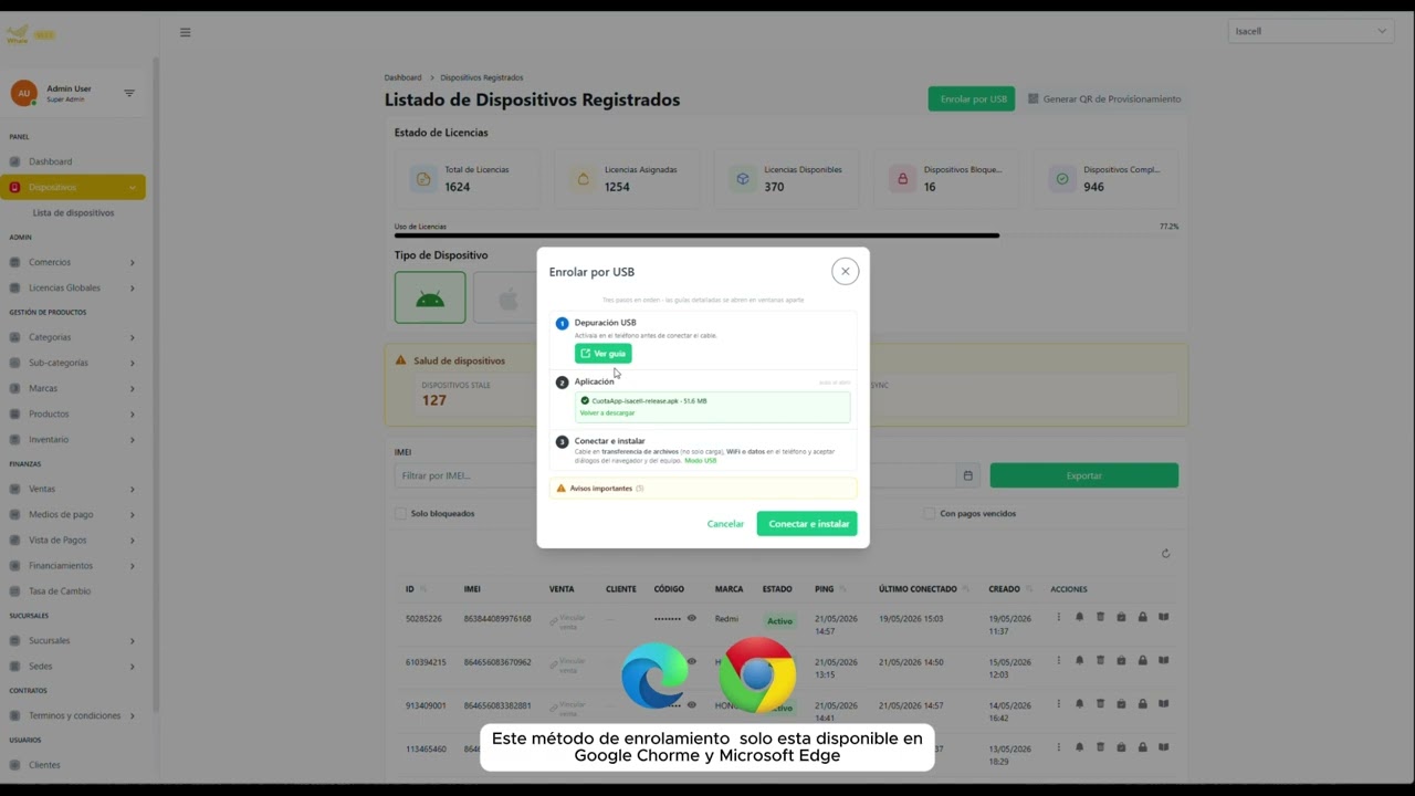 💻 Enrolamiento por USB (Android)