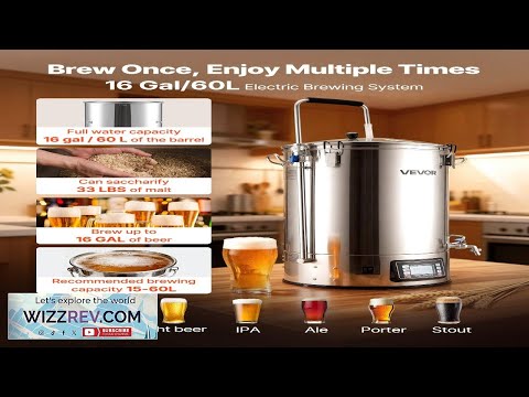 VEVOR Beer Brewing Equipment 16 Gal 60L Beer Maker with Anti Burn Pump