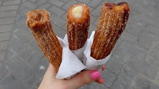 Eating Churros at Manolo in Lima, Peru