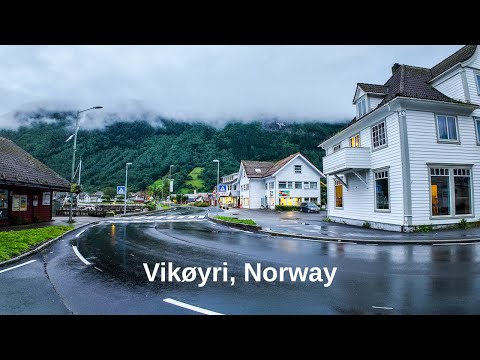 [4K Walk] Foggy Morning in Vik i Sogn, Norway | Waterfall, Birds & Nature Ambience
