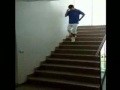 Guy Goes Down the stairs without walking he slides ...