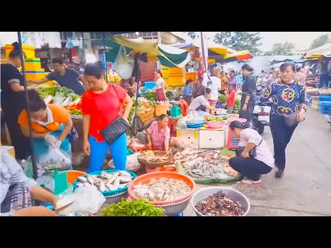 Cambodian Market Food - Fresh Food Compilation At Old Market - Foods And Activities In The Evening