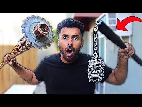 We Built DIY ZOMBIE APOCALYPSE SURVIVAL WEAPONS!! *EXTREME BAT-TLE CHALLENGE* Video