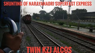 preview picture of video 'Early Morning Shunting of 12733/34 Narayanadri SF Express Returning to Yard withTwins KZJ WDM 3A'