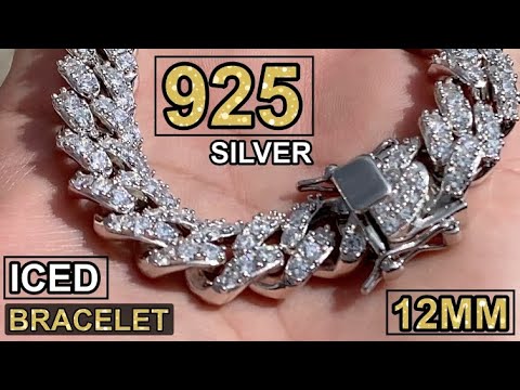 Men's Real Solid 925 Sterling Silver Miami Cuban Iced Bracelet 12MM Thick