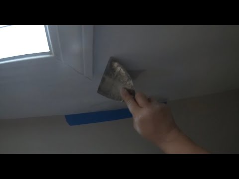 How To Repair Water Damaged Skylight Ceiling After A Leak. Where Wall Meets Ceiling.