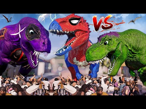 DEADPOOL T-REX vs Wolverine Spinosaurus & Giganotosaurus Dinosaurs Fighting Jurassic World Evolution
