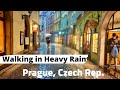 Walking In Heavy Rain Prague Czech Republic Rain Ambience 4K