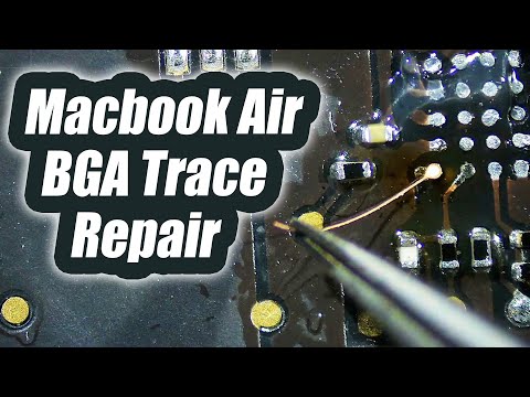 MacBook Air Liquid Damage - BGA Trace damage Repair using Pad Strips -