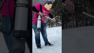 火炎放射で雪だるまを焼いてみた！！ #ホラフキン #キャンプ動画 #キャンプファイヤー