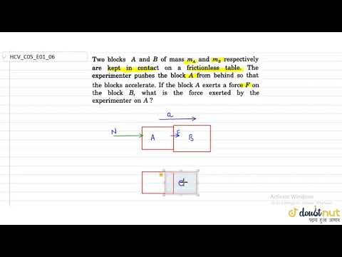 Two blocks A and B of mass `m_A and m_B` respectively are kept in contact on a frictionless tabl... Video