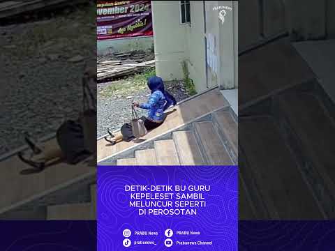 Detik-Detik Bu Guru Kepeleset Sambil Meluncur Seperti Di Perosotan