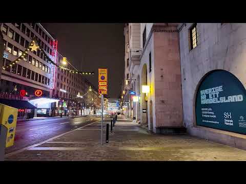 🔴 LIVE Stockholm Night Walk 4K ❄️ Winter City Ambience | Sweden Nightlife Loop 🇸🇪
