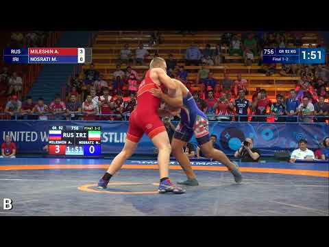 GOLD GR - 92 kg: A. MILESHIN (RUS) v. M. NOSRATI (IRI)