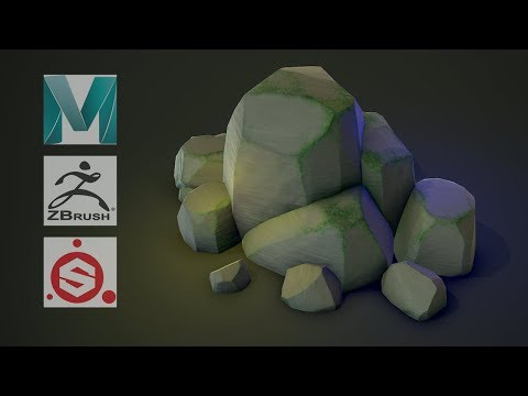 Zbrush 2019, Maya 2019, Painter - Stylized Stones