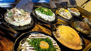 Japanese food in korea! Korean style Okonomiyaki and Yakisoba - Korean street food / 건대맛집 오코노미야끼 포비