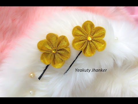 DIY: Kanzashi ribbon flower ( Brooch/ stick pin/ hijab pin/hair clip)