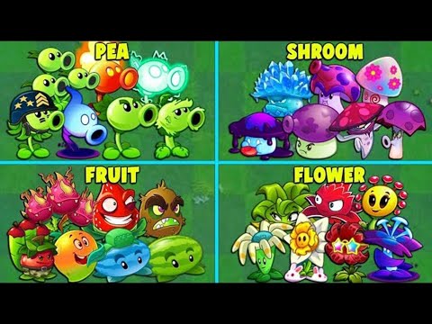 Random 40 Plants PEA x SHROOM x FRUIT x FLOWER Battlez - Who Will Win? - Pvz 2 Plant vs Plant