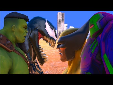 Hulk & Venom vs Wolverine & Hulkbuster - EPIC Fight