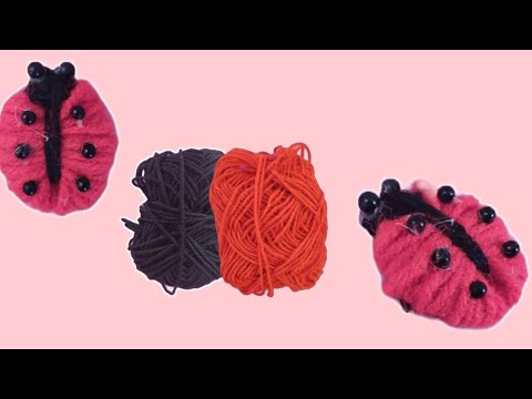Amazing Ladybug 🐞 Making Idea With Fork | Easy Woolen Crafts | HandmadeHuesCrafts