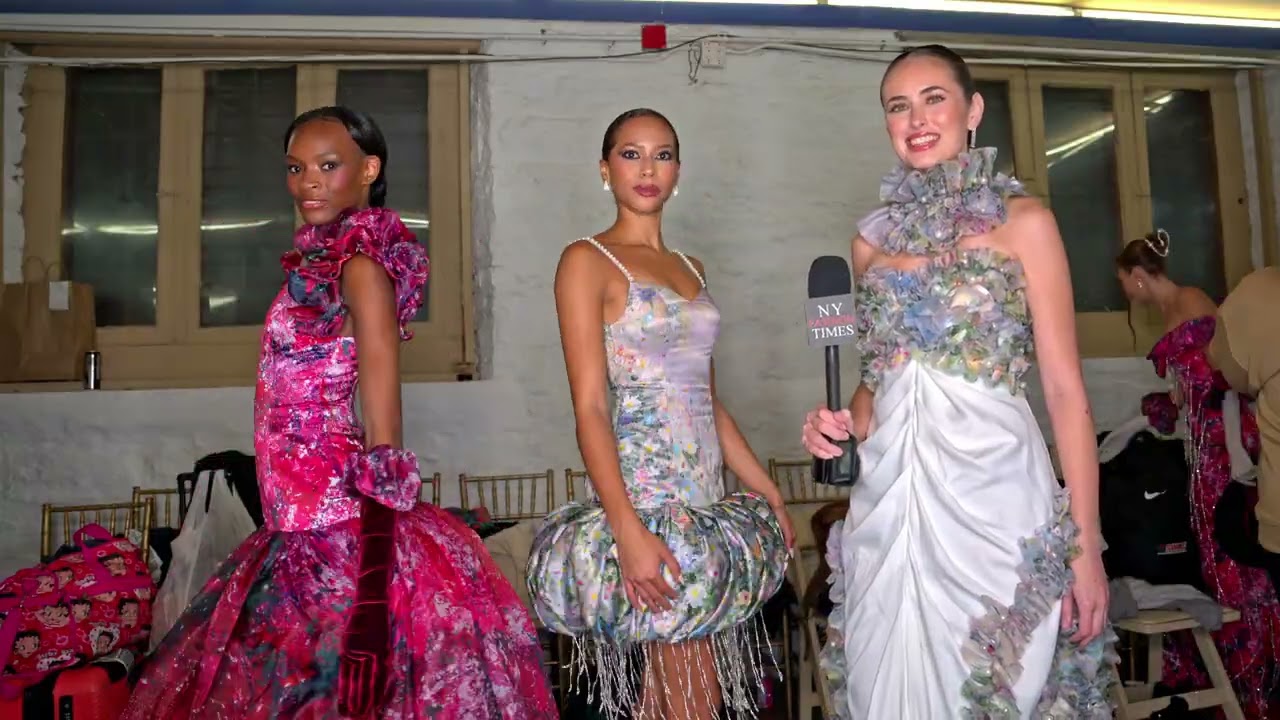 Model Theresa with Models  Bella-Anne and Samantha wearing Designer Keziah  @ArtHeartsFashion NYFW