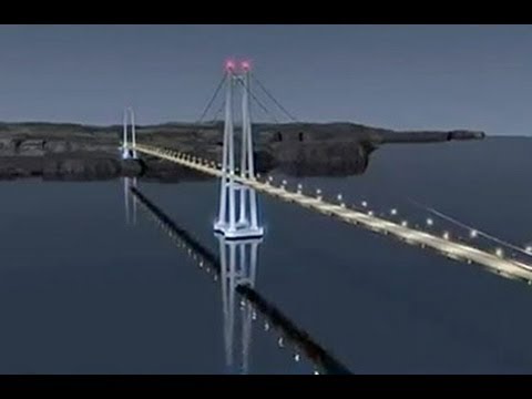 Most wiszący nad kanałem Chacao w Chile