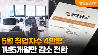 5월 취업자수 4만명↓…1년5개월만 감소 전환 / 연합뉴스TV (YonhapnewsTV)