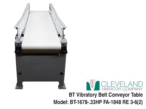 Vibratory Belt Conveyor Table for Chipboards Between Wine Bottles - Cleveland Vibrator Co.