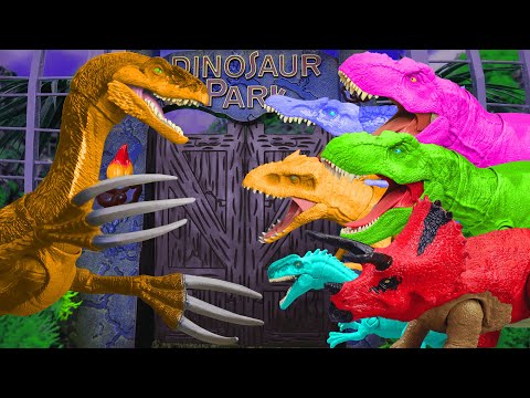 Dinosaurs Fun Animated: Toxic Raptor T-rex, Rebellious Jurassic World, Triceratops Rexy | Red Dino