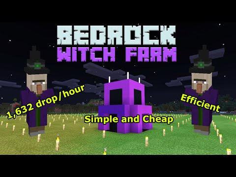 Jomica - Minecraft Bedrock: Witch Farm Tutorial! 1600+ Drops/Hour! MCPE xbox PS4 PC (1.18+)