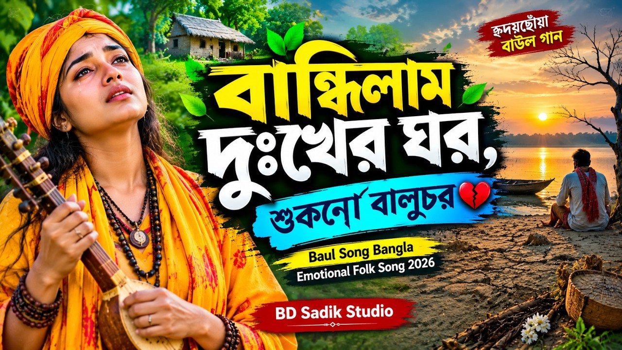 বান্ধিলাম দুঃখের ঘর, শুকনো বালুচর 💔 | Baul Song Bangla | Emotional Folk Song 2026 | BD Sadik Studio
