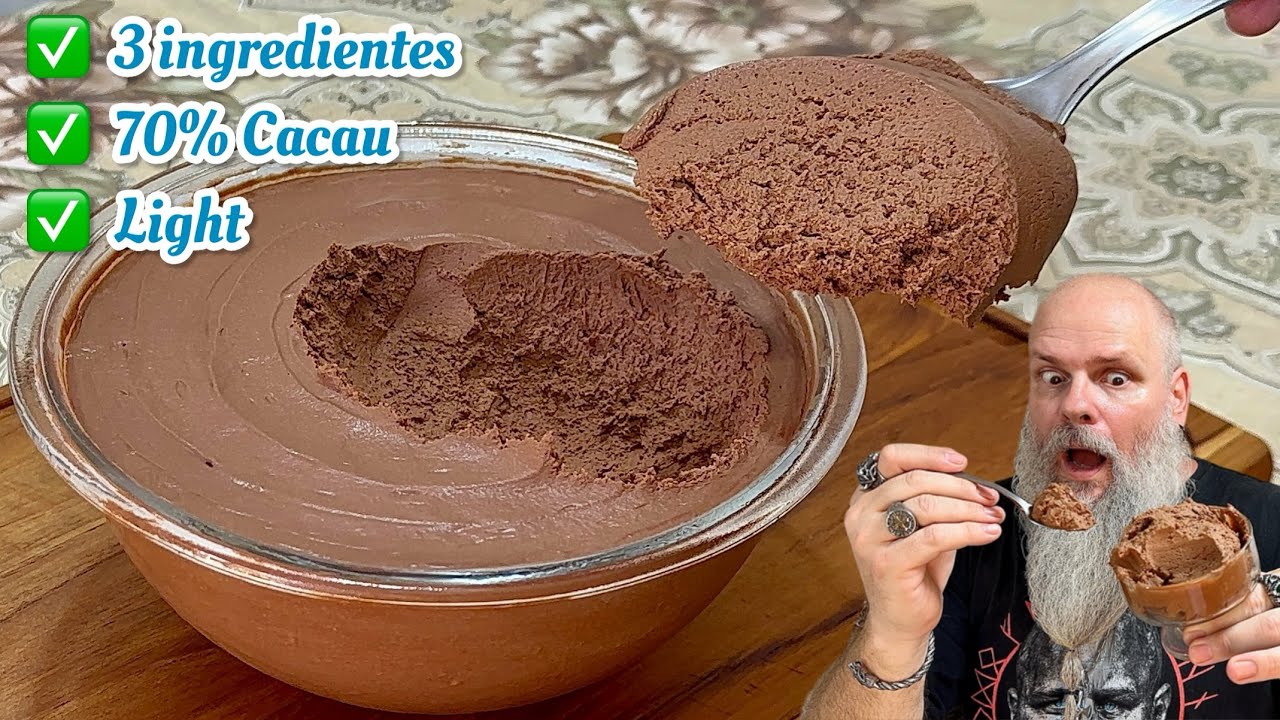 Mousse de Chocolate Light com apenas 3 ingredientes 🍫