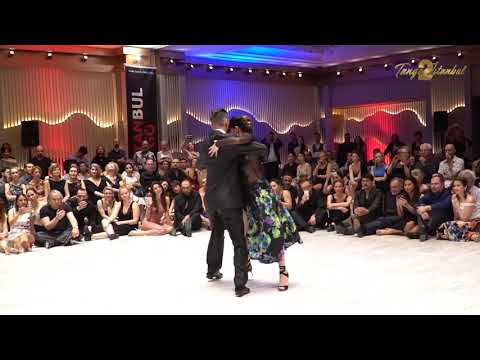  Javier Rodriguez  and  Fatima Vitale  are  dancing  to  the  milonga  "  Por la Güella  "  by  Rodolfo Biagi  at  TanGO TO Istanbul  in  2019