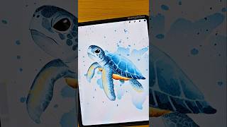 Sea Turtle 🐢 Full Tutorial Available #procreate #shorts #watercolor #art
