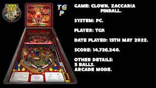 Clown - Zaccaria Pinball - Arcade mode, 5 balls - 14,726,240 points.