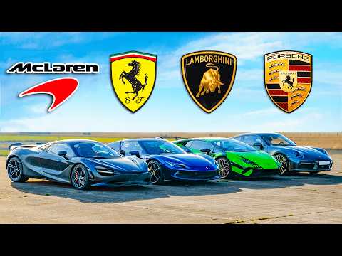 Ferrari 296 vs McLaren 750S vs Huracan Perf vs 911 Turbo: CORRIDA DE ARRANCADA