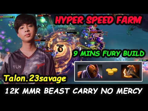 Talon 23savage Anti Mage 12K MMR Beast MODE - HYPER SPEED Farm 9 mins Battle Fury Build Dota 2