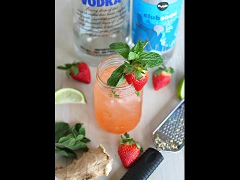 Cocktail Recipe: Strawberry Ginger Fizz by CookingForBimbos.com