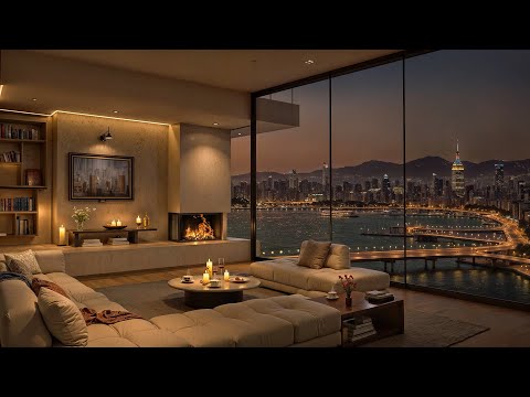Sleep and Chill with Calm Jazz Music in Cozy Apartment Ambience Overlooking the Peaceful Seaport