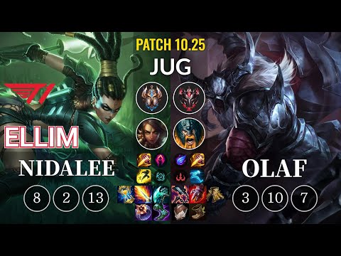 T1 Ellim Nidalee vs Olaf Jungle - KR Patch 10.25