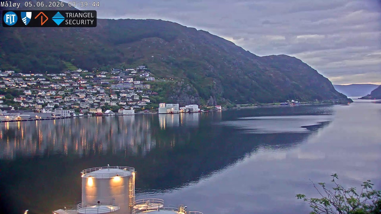 Live webcam view of Panorámica de Måløy sobre el fiordo